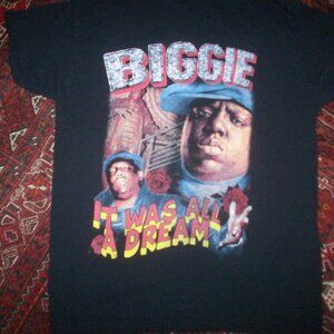 THE NOTORIOUS B.I.G. It Was All a Dream T-SHIRT Crew Neck Cotton Womens M Black